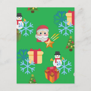 Grüne Weihnachtsemoji Feiertagspostkarte
