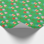 Grüne Weihnachtsemoji Geschenkpapier (Ecke)