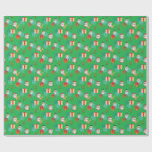 Grüne Weihnachtsemoji Geschenkpapier (Flach)