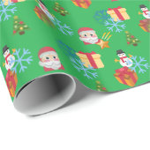 Grüne Weihnachtsemoji Geschenkpapier (Rolleneckpunkt)
