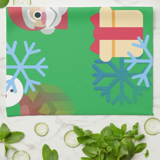 Grüne Weihnachtsemoji Geschirrtuch (Gefaltet)
