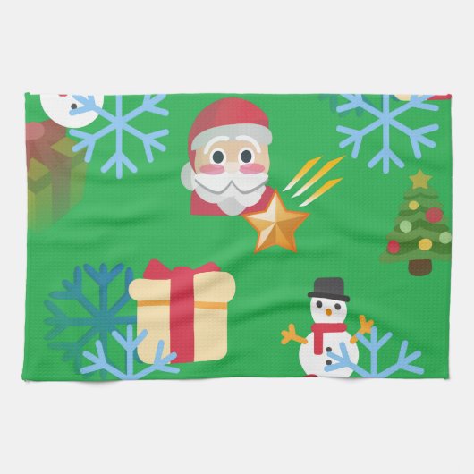 Grüne Weihnachtsemoji Geschirrtuch (Horizontal)