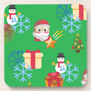 Grüne Weihnachtsemoji Getränkeuntersetzer