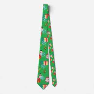 Grüne Weihnachtsemoji Krawatte