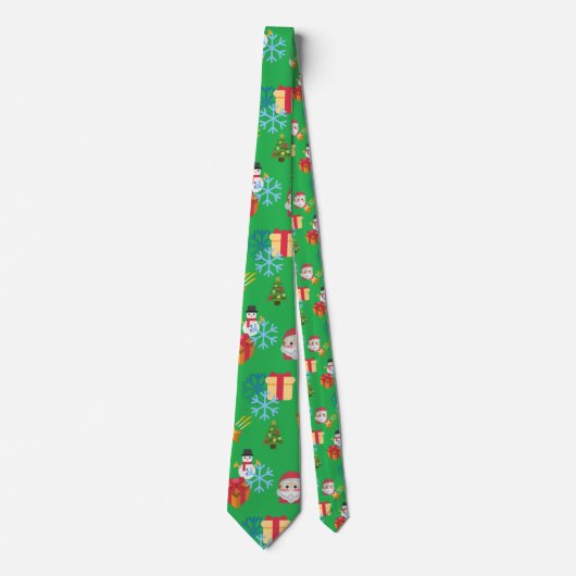 Grüne Weihnachtsemoji Krawatte (Vorderseite)