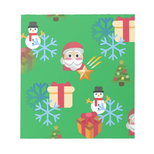 Grüne Weihnachtsemoji Notizblock (Vorderseite)