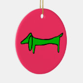 Grüne Weihnachtsfeier-Dackel Keramik Ornament (Rechts)