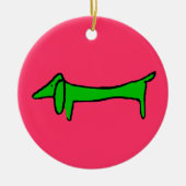 Grüne Weihnachtsfeier-Dackel Keramik Ornament (Vorne)