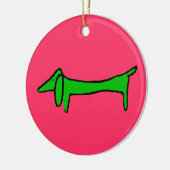 Grüne Weihnachtsfeier-Dackel Keramik Ornament (Links)