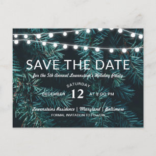 Grüne Weihnachtsfeier   Save The Date Ankündigungspostkarte