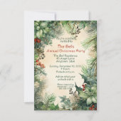 Grüne Weihnachtsfeiertage Blume Jährliches Party Einladung (Vorderseite)