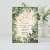 Grüne Weihnachtsfeiertage Blume Jährliches Party Einladung (Stehend Vorderseite)