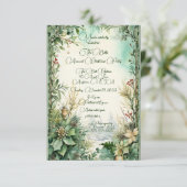 Grüne Weihnachtsfeiertage Blume Jährliches Party Einladung (Stehend Vorderseite)