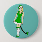 Grüne Weihnachtsfrau Button (Vorderseite)