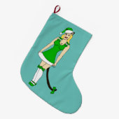 Grüne Weihnachtsfrau Großer Weihnachtsstrumpf (Vorderansicht (hängend))