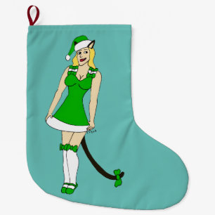 Grüne Weihnachtsfrau Großer Weihnachtsstrumpf