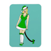 Grüne Weihnachtsfrau Magnet (Vertikal)