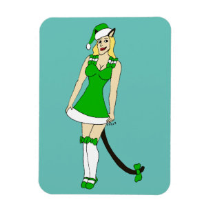 Grüne Weihnachtsfrau Magnet