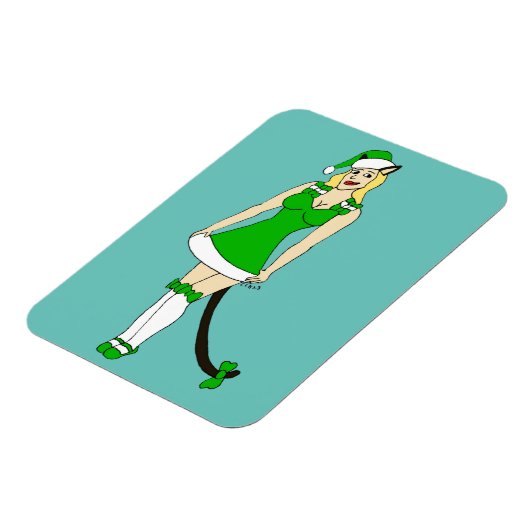 Grüne Weihnachtsfrau Magnet (Linke Seite)