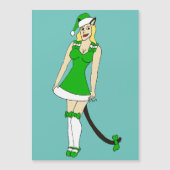 Grüne Weihnachtsfrau Magnetkarte (Vorderseite)