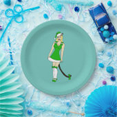 Grüne Weihnachtsfrau Pappteller (Party)