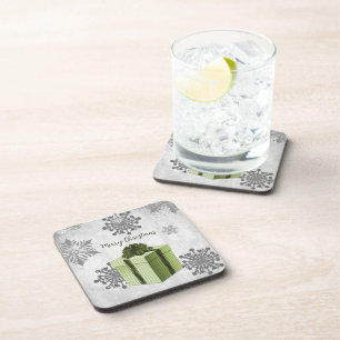 Grüne Weihnachtsgeschenk-Coaster Getränkeuntersetzer