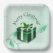 Grüne Weihnachtsgeschenkplatte Pappteller (Vorderseite)