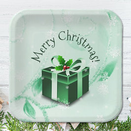 Grüne Weihnachtsgeschenkplatte Pappteller