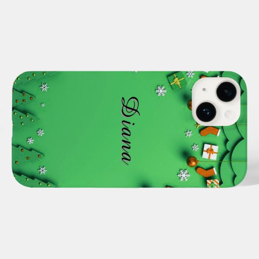 Grüne Weihnachtsgeschichte mit Schneeflocken Case-Mate iPhone Hülle (Rückseite (Horizontal))