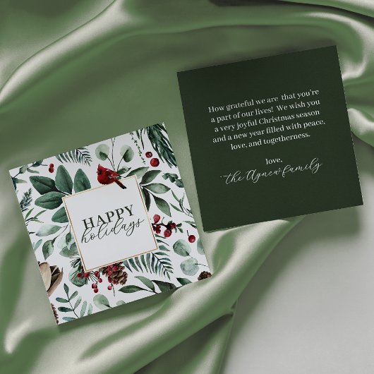 Grüne Weihnachtsgrün und Berries Weihnachtskarte Einladung