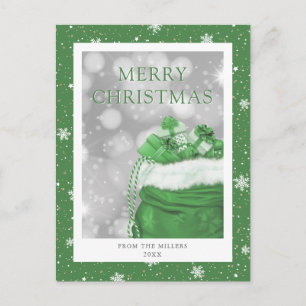 Grüne Weihnachtsgrüße Feiertags-Postkarte Feiertagspostkarte