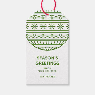 Grüne Weihnachtsgrüße mit Christbaumkugel Geschenkanhänger