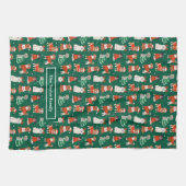 Grüne Weihnachtshunde Personalisiert Geschirrtuch (Horizontal)