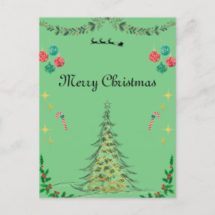 Grüne Weihnachtskarte Postkarte