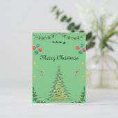 Grüne Weihnachtskarte Postkarte (Stehend Vorderseite)