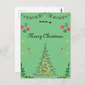 Grüne Weihnachtskarte Postkarte (Vorne/Hinten)