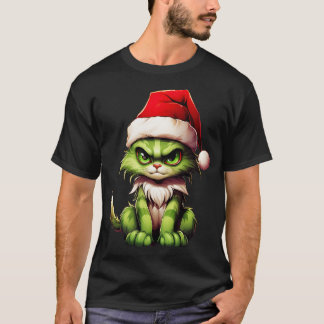 Grüne Weihnachtskatze 1 T-Shirt