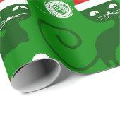 Grüne Weihnachtskatzen Geschenkpapier (Rolleneckpunkt)