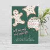 Grüne Weihnachtskekse Dekorieren Party Einladung (Stehend Vorderseite)