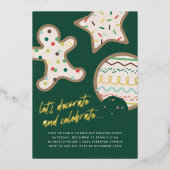 Grüne Weihnachtskekse Dekorieren Party Einladung (Vorderseite)