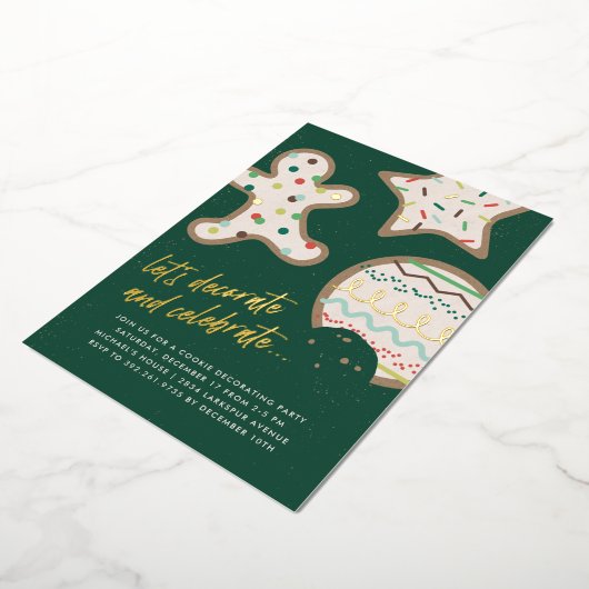 Grüne Weihnachtskekse Dekorieren Party Einladung (Gedreht)