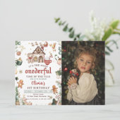 Grüne Weihnachtskekse Einzigartiges Foto Einladung (Stehend Vorderseite)