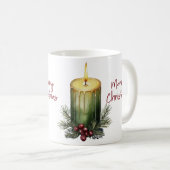 Grüne Weihnachtskerze Pine Berry Coffee Tasse (VorderseiteRechts)