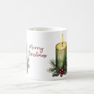 Grüne Weihnachtskerzen-Tannen-Beeren-Kaffeetasse Kaffeetasse