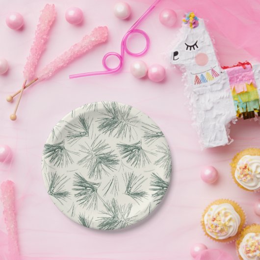 Grüne Weihnachtskiefernnadeln Pappteller (Party)