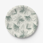 Grüne Weihnachtskiefernnadeln Pappteller (Vorderseite)