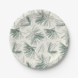 Grüne Weihnachtskiefernnadeln Pappteller