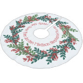 Grüne Weihnachtskranke Familiennamen Polyester Weihnachtsbaumdecke (Schrägansicht)