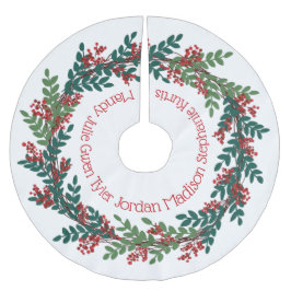 Grüne Weihnachtskranke Familiennamen Polyester Weihnachtsbaumdecke