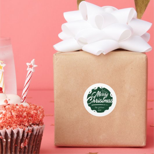 grüne Weihnachtskreide Runder Aufkleber (Party)